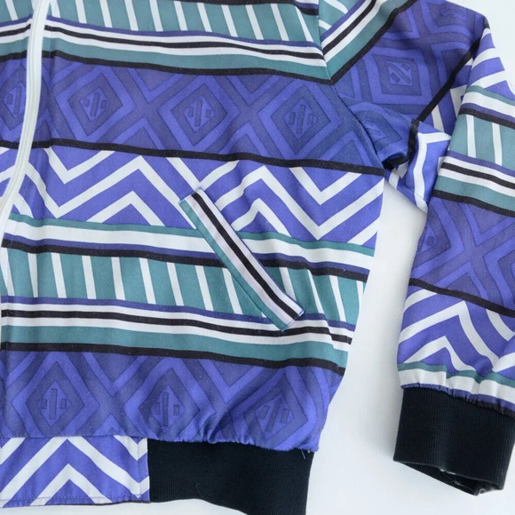 Vintage 90S TanJay Purple & Green Aztec Zip Up Lightweight Bomber Jacket M - Picture 6 of 16